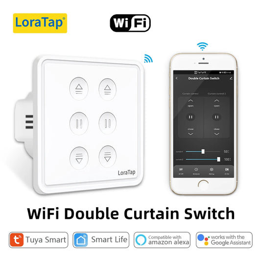 Tuya WiFi Double Curtain Blind Switch – Smart Roller Shutter Controller