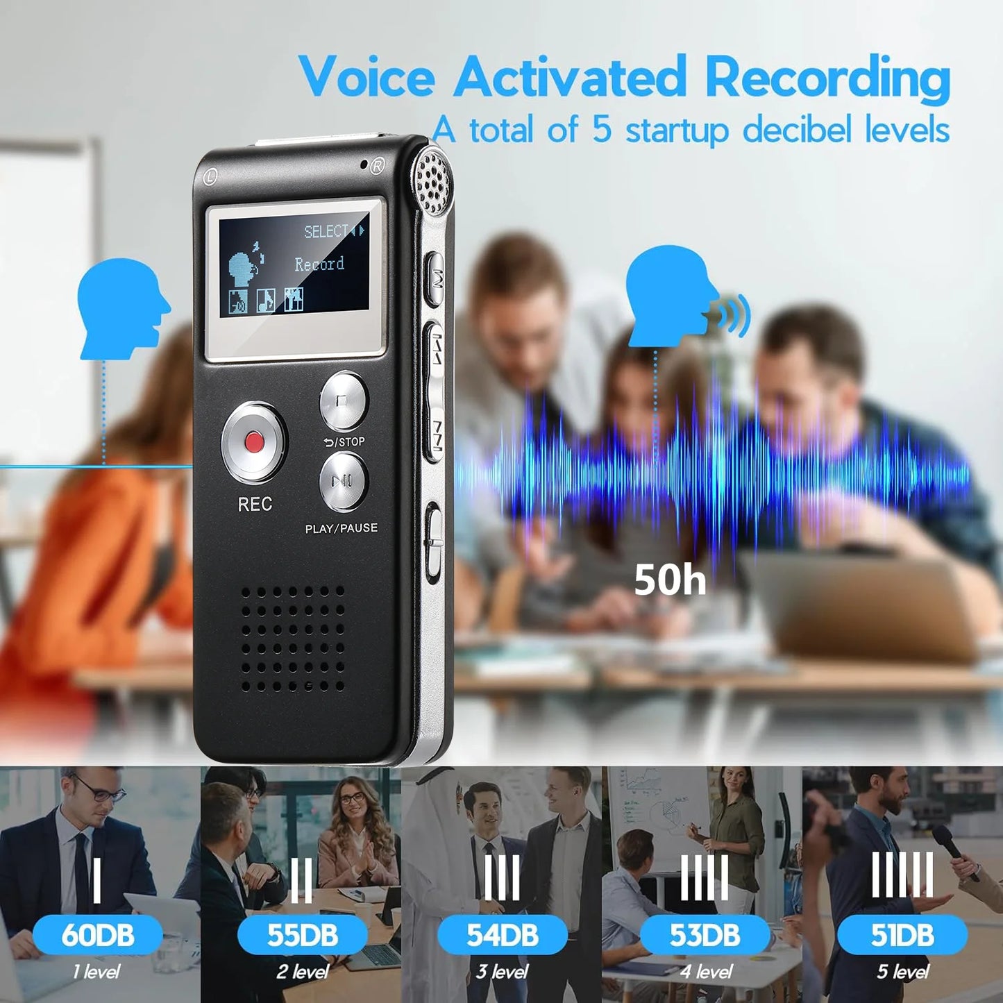 Mini Digital Voice Recorder – Voice Activated Audio Recorder with MP3 & USB