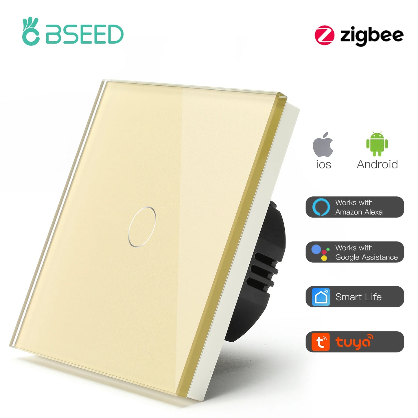 Tuya Zigbee Touch Light Switch – 1/2/3 Gang Smart Wall Switch