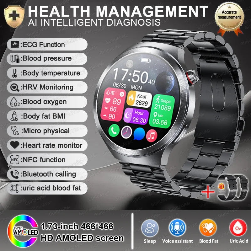 2025 Health Tracker Smart Watch – ECG, PPG & Body Analysis