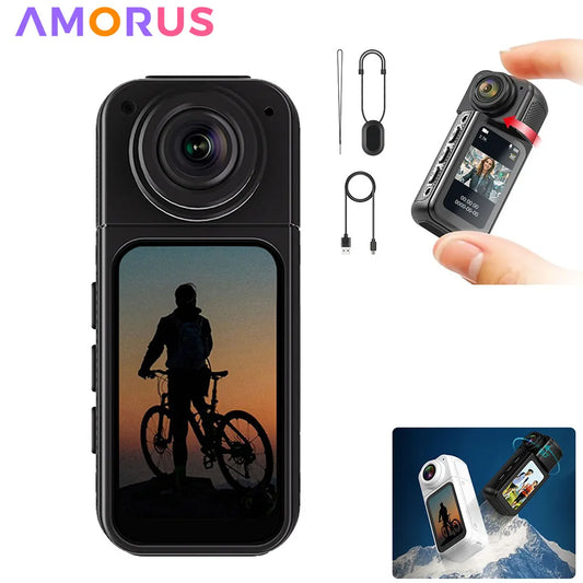 AMORUS Mini 2.7K Thumb Cam – WiFi Pocket Sport Camera